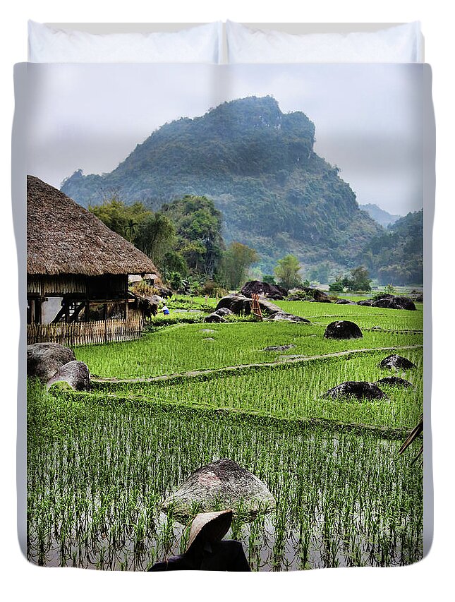 Sapa Duvet Cover featuring the photograph Rice fields by Chuck Kuhn