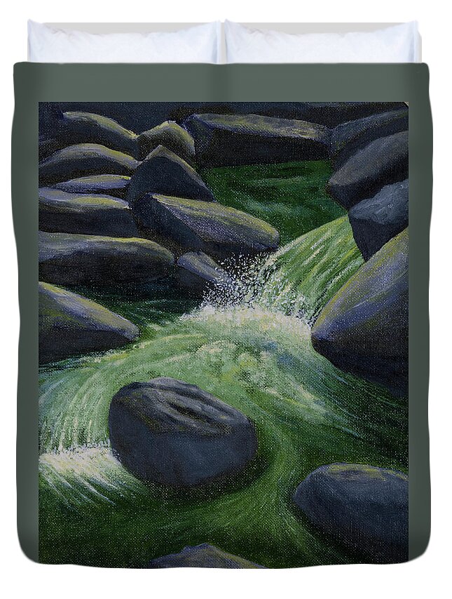 Creek Duvet Cover featuring the painting Richland Creek Arkansas Ozarks by Garry McMichael