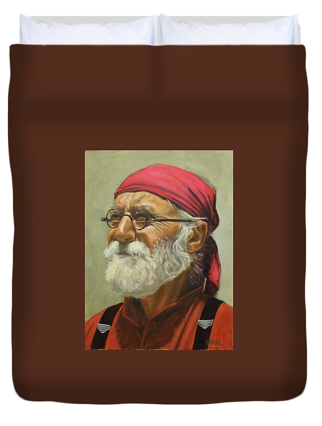 Mountain Man Duvet Cover featuring the painting Rickabod at High Noon by Todd Cooper