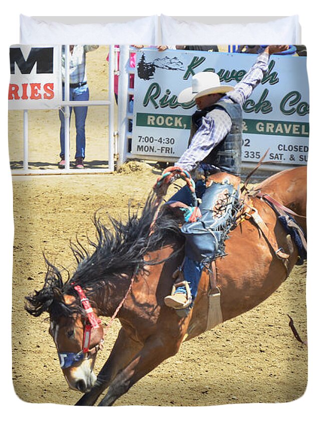 Bronco Duvet Cover featuring the photograph Ride 'em Cowboy by Debby Pueschel