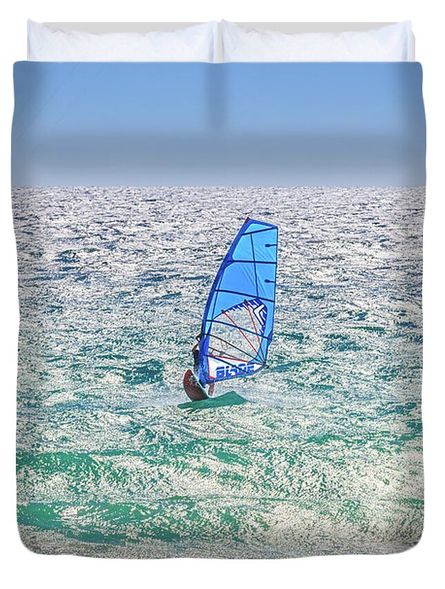 Mad About Wa Duvet Cover featuring the photograph Ride the Waves, Scarborough Beach by Dave Catley