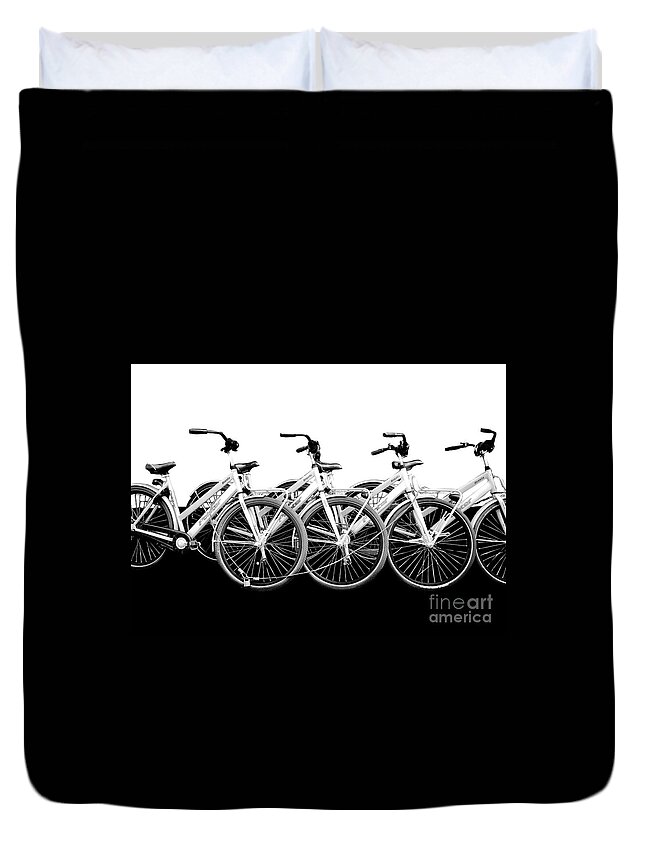 Black Duvet Cover featuring the digital art Riders Wanted by Diana Rajala