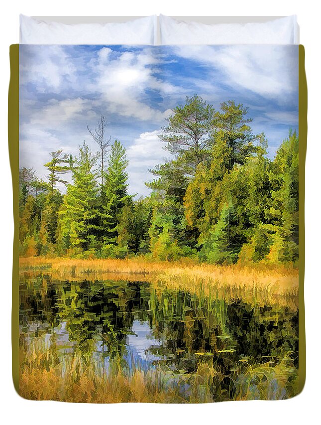 Door County Duvet Cover featuring the painting Ridges Sanctuary Reflections by Christopher Arndt
