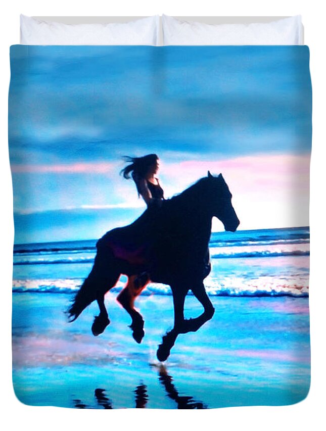 Waterfront Duvet Cover featuring the digital art Riding Free by CHAZ Daugherty