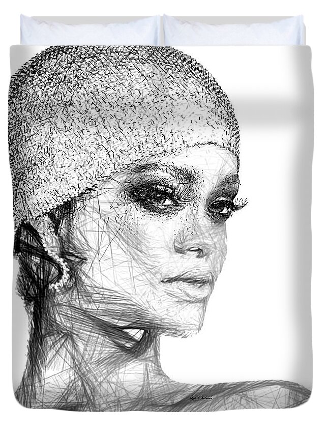 Rafael Salazar Duvet Cover featuring the digital art Rihanna by Rafael Salazar