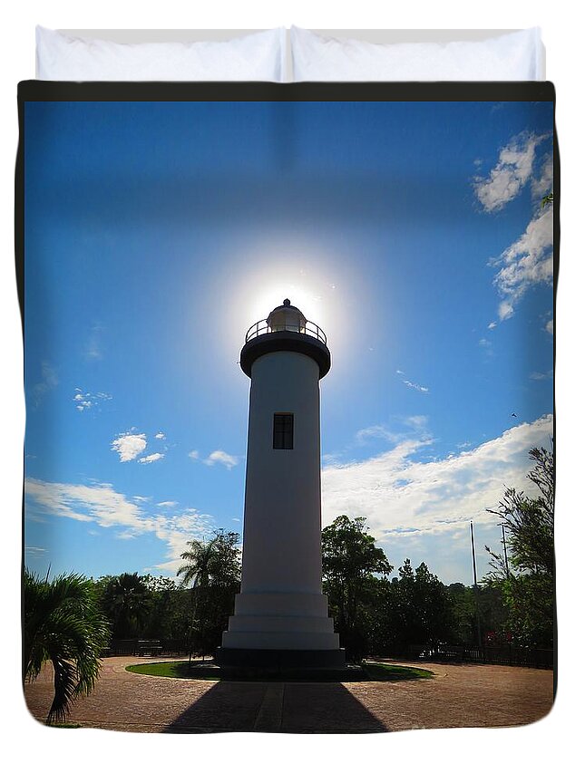 Lighthouse Duvet Cover featuring the photograph Rincon Lighthouse by Rrrose Pix