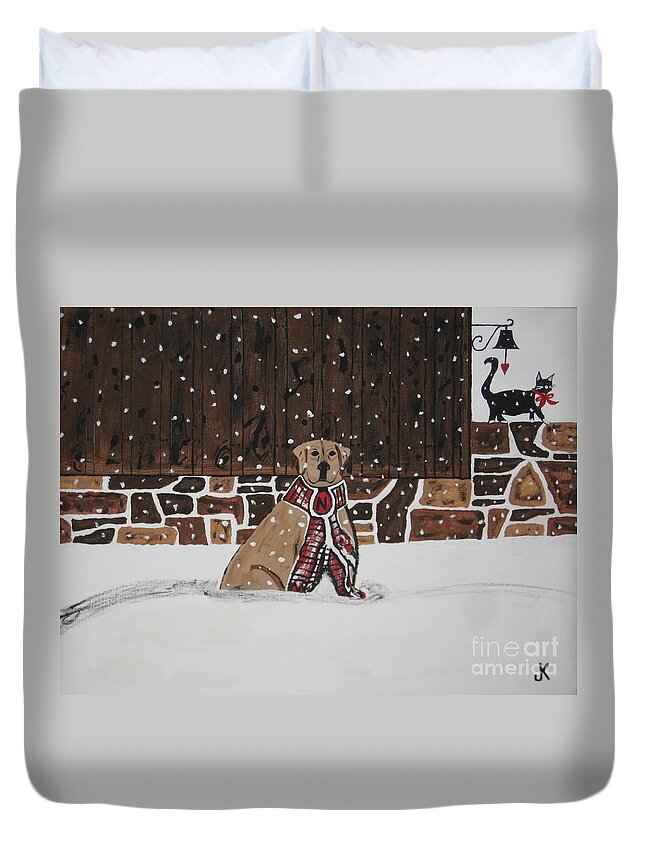  Duvet Cover featuring the painting Ring The Dinner Bell by Jeffrey Koss