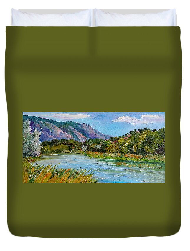 Plein Air Duvet Cover featuring the painting Rio Grande del Norte by Marian Berg
