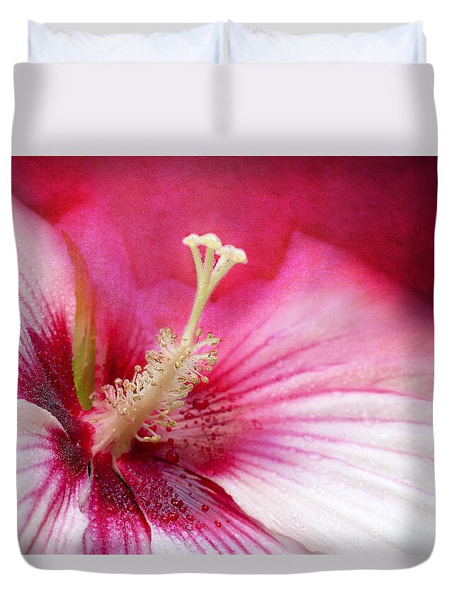 Hibiscus Flower Duvet Cover featuring the photograph Misty Sunburst by Marina Kojukhova
