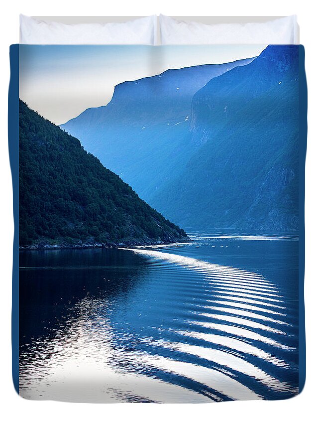 Ripples Duvet Cover featuring the photograph Ripple in Geiranger Fjord, Norway by Sheila Smart Fine Art Photography