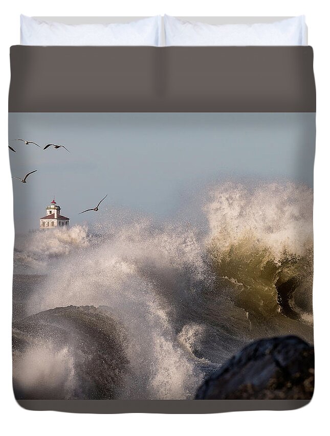 Oswego Duvet Cover featuring the photograph Rise Above The Turbulence by Everet Regal