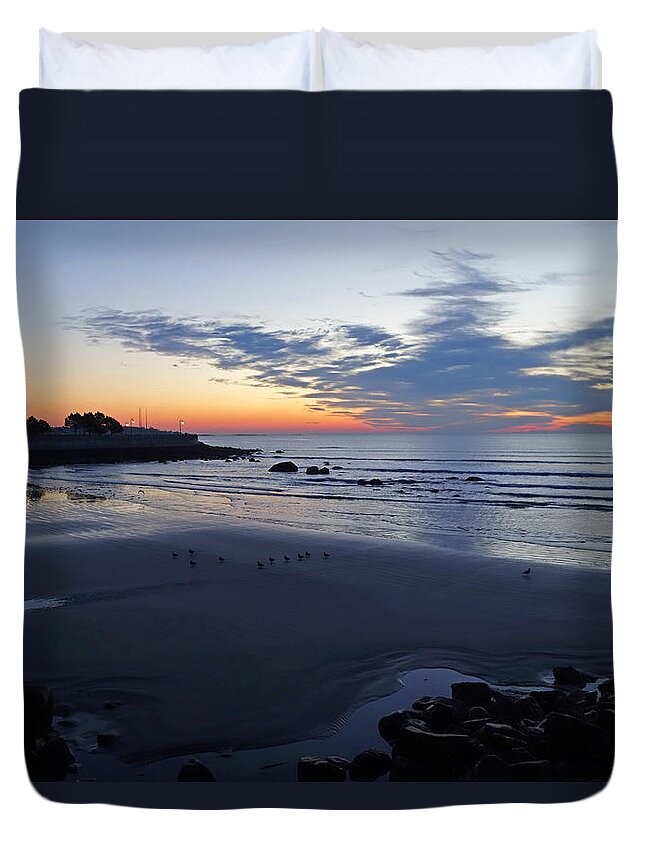 Lynn Duvet Cover featuring the photograph Rise of the Phoenix over King's Beach Lynn MA by Toby McGuire