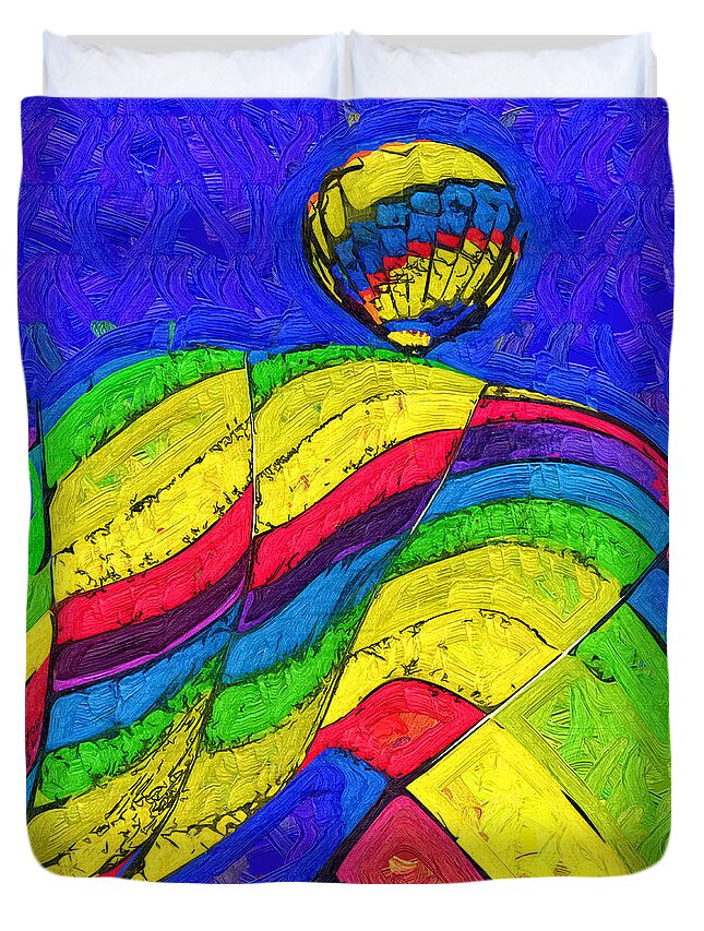 Hot-air-balloons Duvet Cover featuring the digital art Rising Behind by Kirt Tisdale