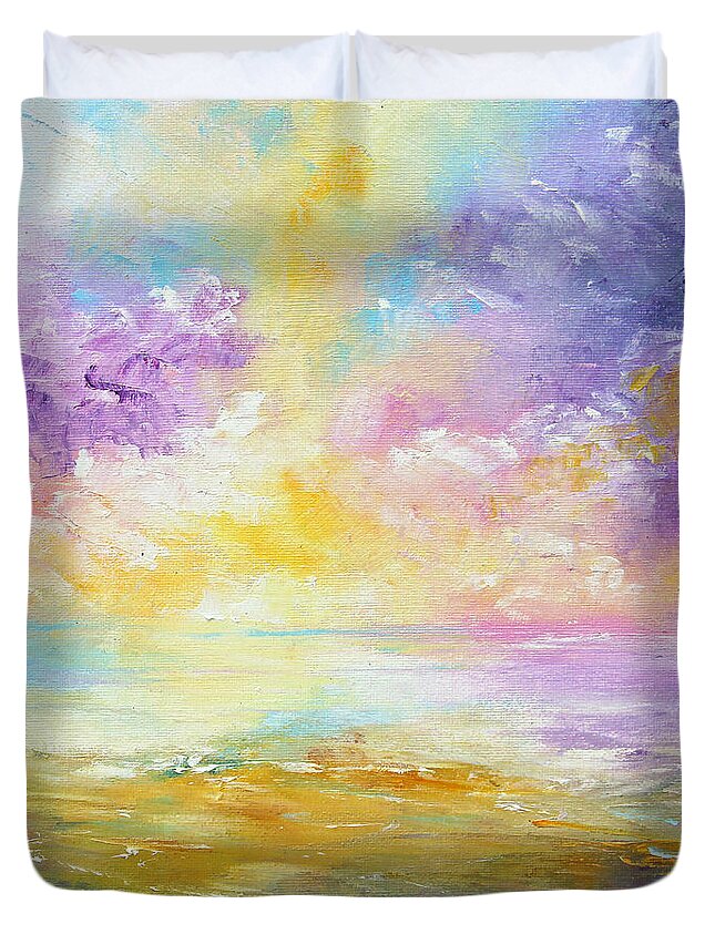 Sunrise Duvet Cover featuring the painting Rising Joy by Meaghan Troup