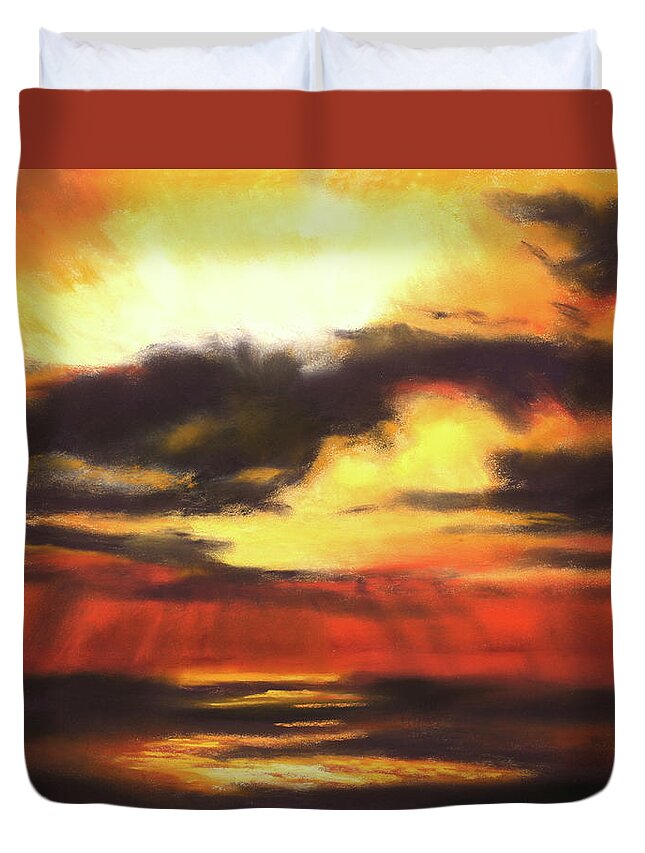 Ocean Duvet Cover featuring the painting Rising Storm by Sandi Snead