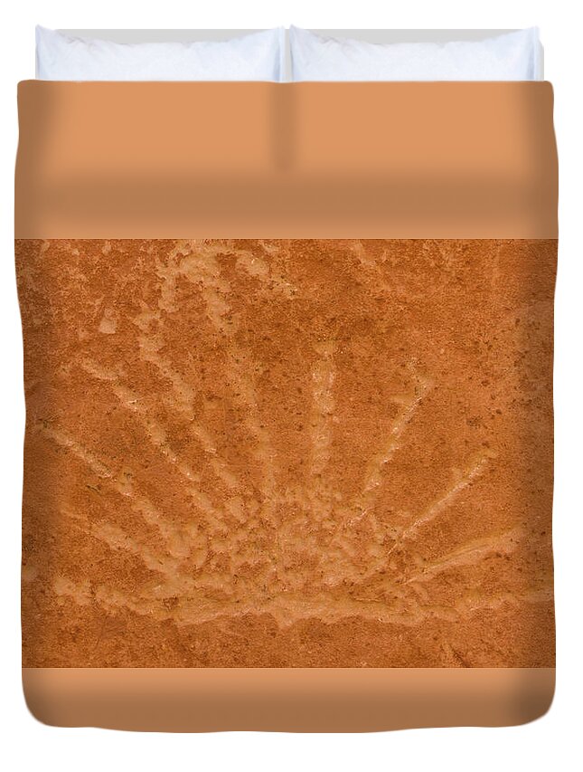 Utah Duvet Cover featuring the photograph Rising Sun Petroglyph Capitol Reef National Park Utah by Lawrence S Richardson Jr