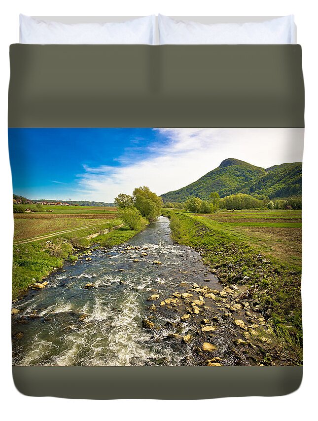 Zagorje Duvet Cover featuring the photograph River Bednja in Zagorje valley by Brch Photography