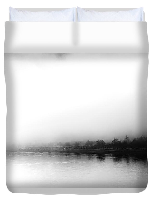 Mist Duvet Cover featuring the photograph River Mist Haiku by Theresa Tahara