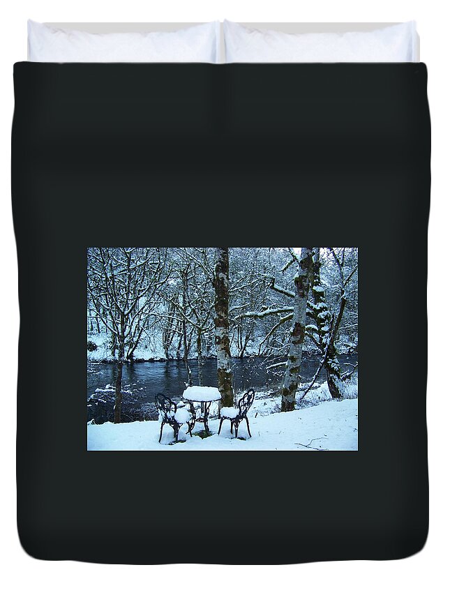 Snow Duvet Cover featuring the photograph River Snow by Julie Rauscher