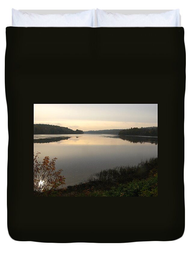 River Duvet Cover featuring the photograph River Solitude by Bill Tomsa