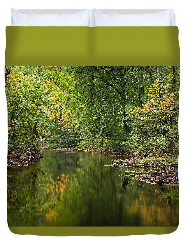 River Teign Duvet Cover featuring the photograph River Teign on Dartmoor by Pete Hemington