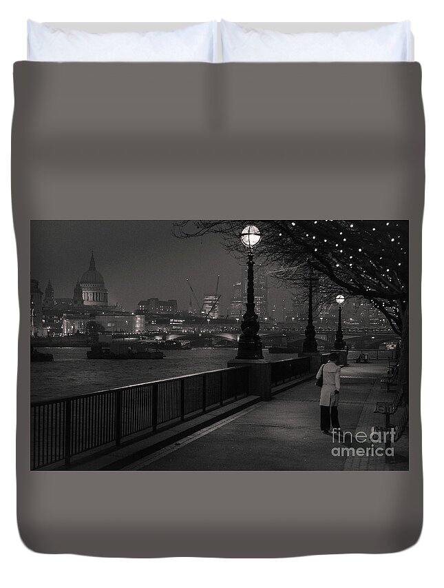 River Duvet Cover featuring the photograph River Thames Embankment, London by Perry Rodriguez