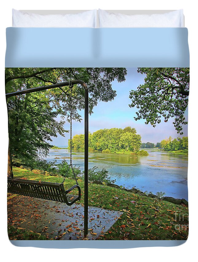 Grand Rapids Duvet Cover featuring the photograph River View 4136 by Jack Schultz