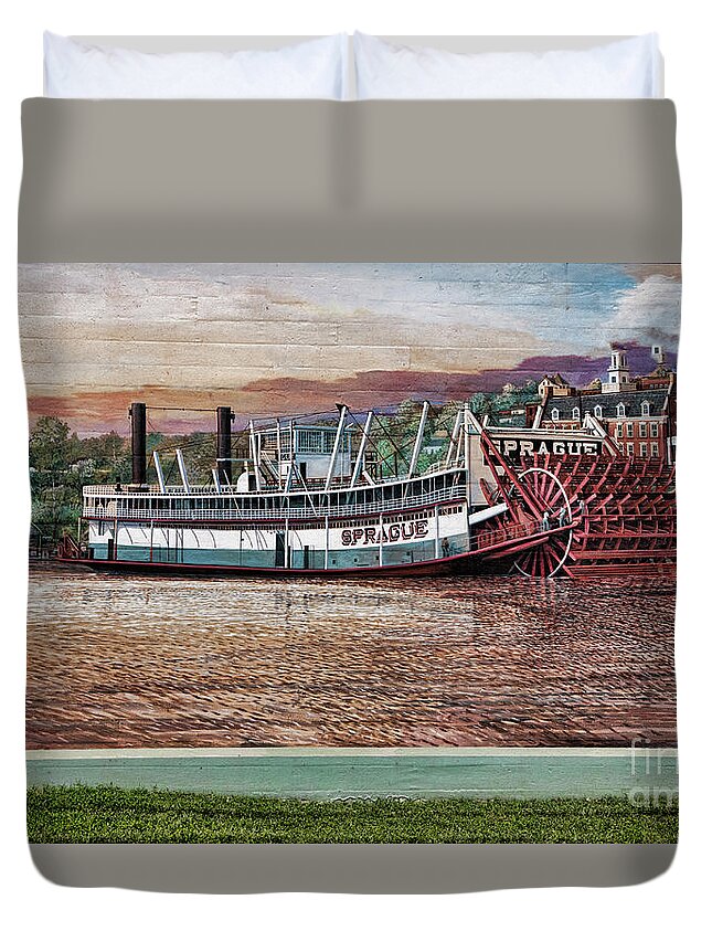  Duvet Cover featuring the photograph Riverboat Mural Mississippi by Chuck Kuhn