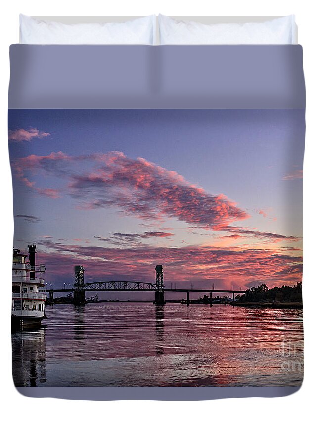 Wilmington Duvet Cover featuring the photograph Cape Fear Riverboat by DJA Images