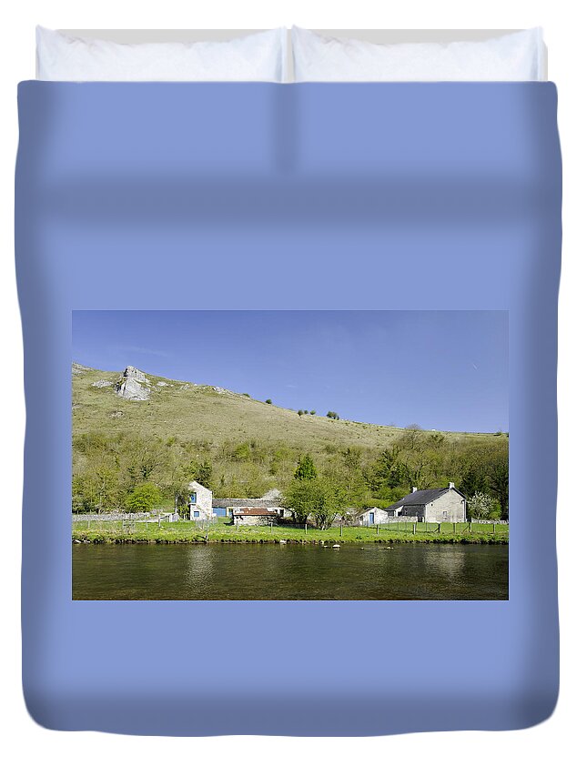 Water Duvet Cover featuring the photograph Riverside Setting at Monsal Dale by Rod Johnson