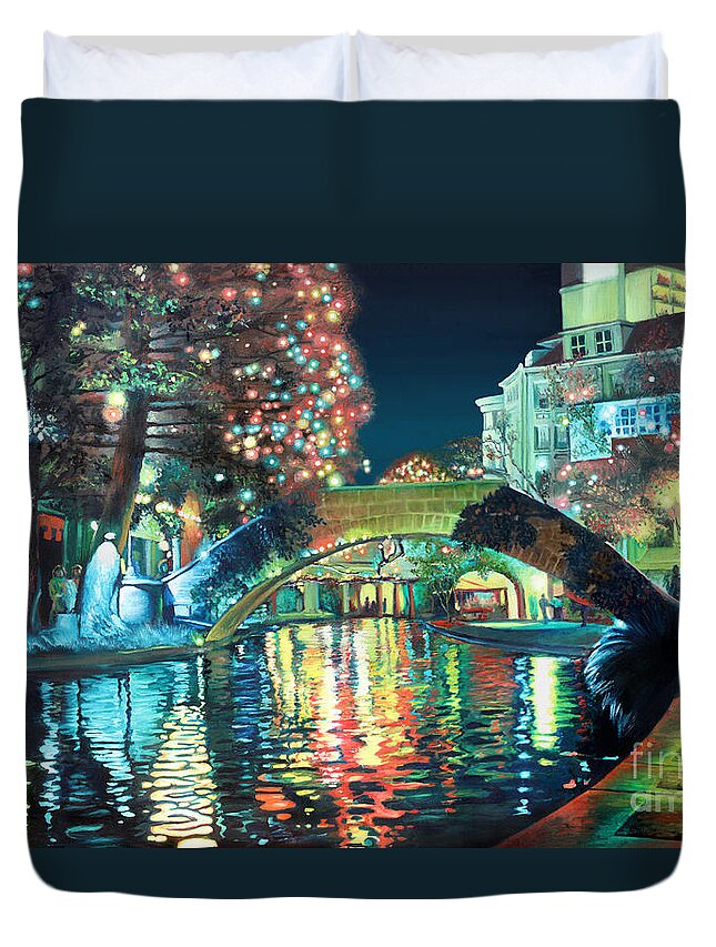 Landscape Duvet Cover featuring the painting Riverwalk by Baron Dixon