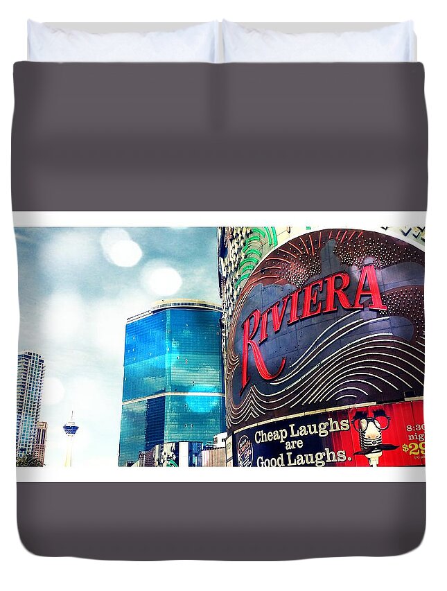 Las Vegas Duvet Cover featuring the photograph Riviera Farewell by Marisela Mungia