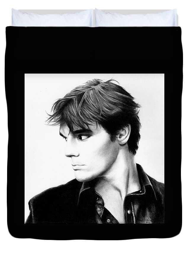 Rj Mitte Duvet Cover featuring the drawing RJ Mitte as Walt Jr by Rick Fortson