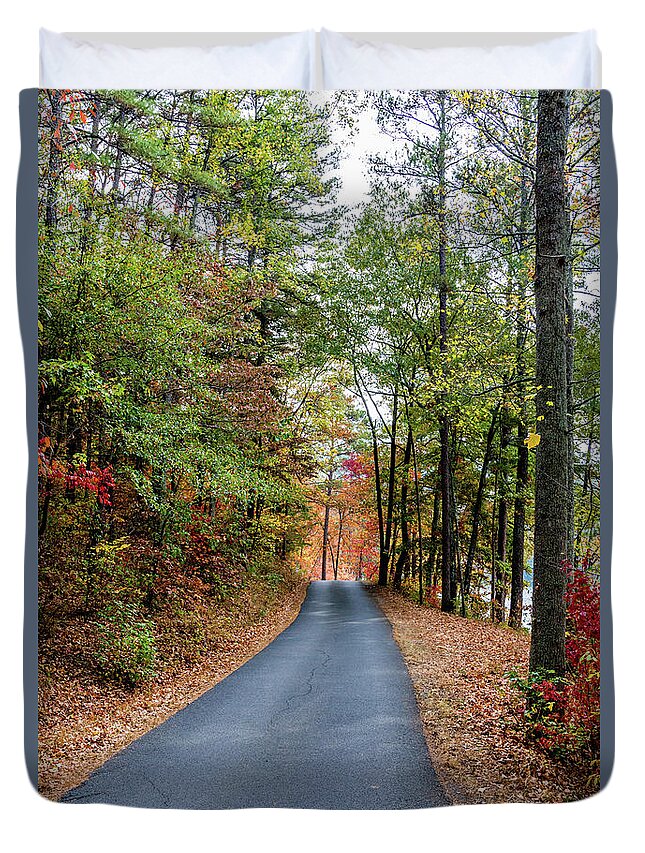 Southern Gothic Duvet Cover featuring the photograph Road in the Woods by James L Bartlett