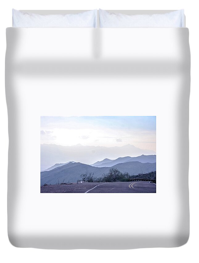 Mountain Duvet Cover featuring the digital art Road to Nowhere by Darrell Foster