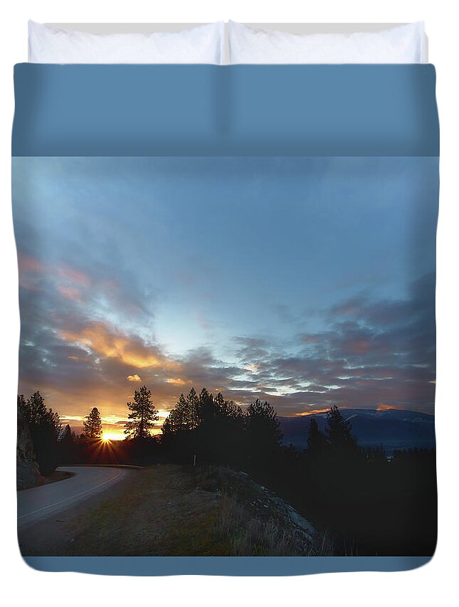 Sunrise Duvet Cover featuring the photograph Road Trip by Loni Collins
