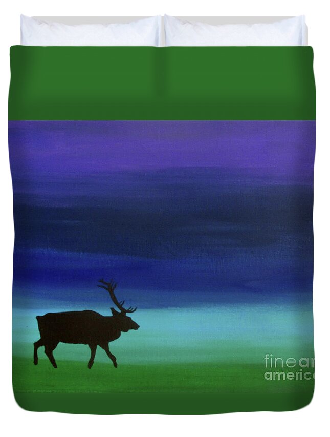 Elk Duvet Cover featuring the painting Roaming Elk by Sara Becker