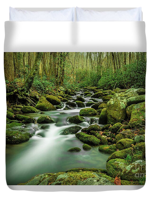 Creek Duvet Cover featuring the photograph Roaring Fork by George Kenhan