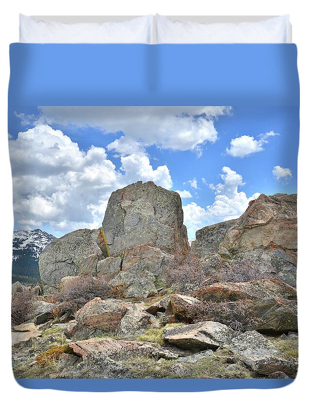 Wyoming Duvet Cover featuring the photograph Rock Cropping at Big Horn Pass by Ray Mathis
