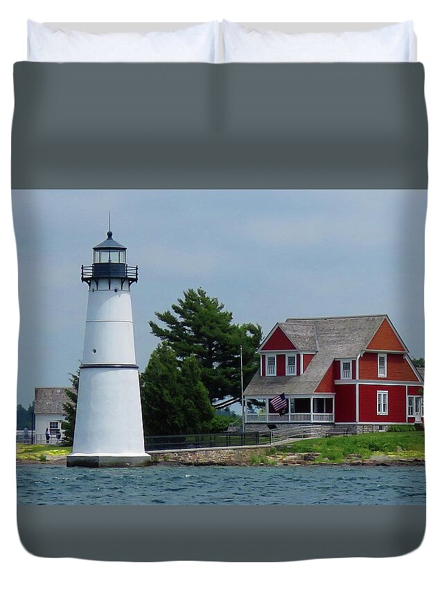 Rock Island Duvet Cover featuring the photograph Rock Island Lighthouse July by Dennis McCarthy