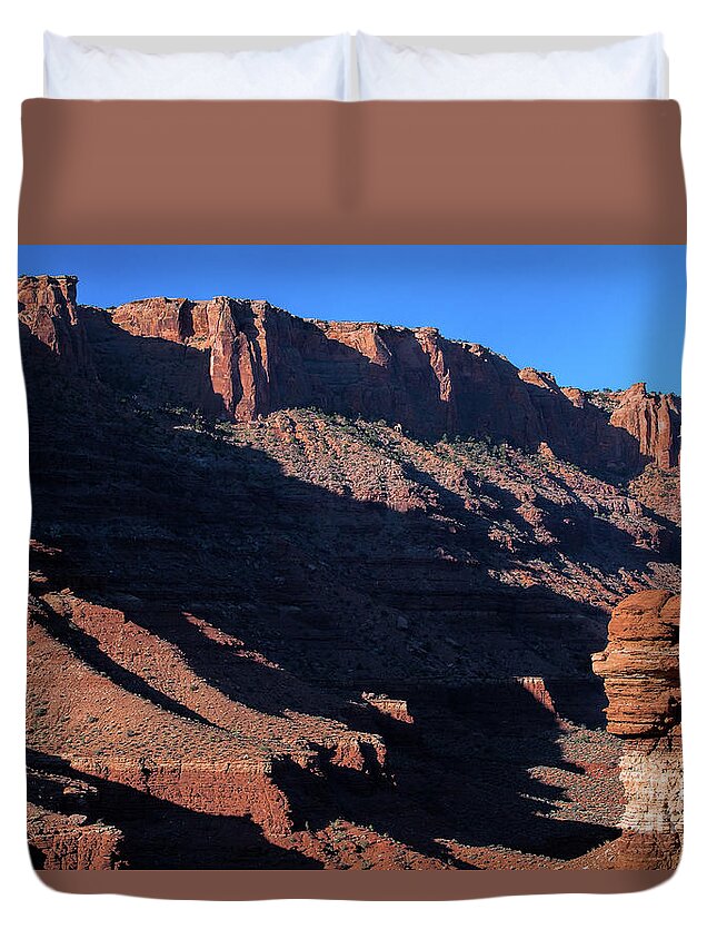 Canyonlands Landscape Duvet Cover featuring the photograph Rock Sentry by Jim Garrison