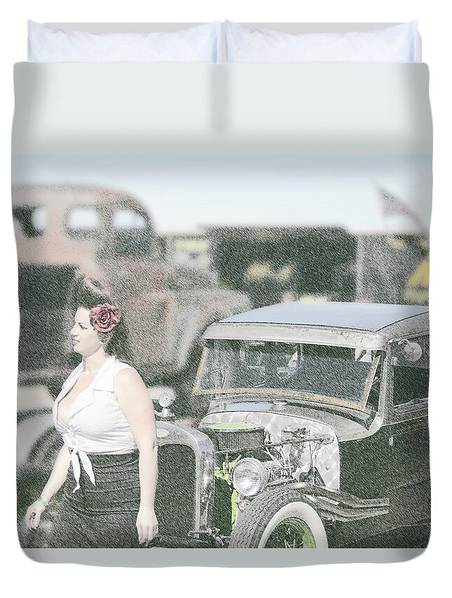 Rockabilly Duvet Cover featuring the photograph Rockabilly Pinup by Darrell Foster