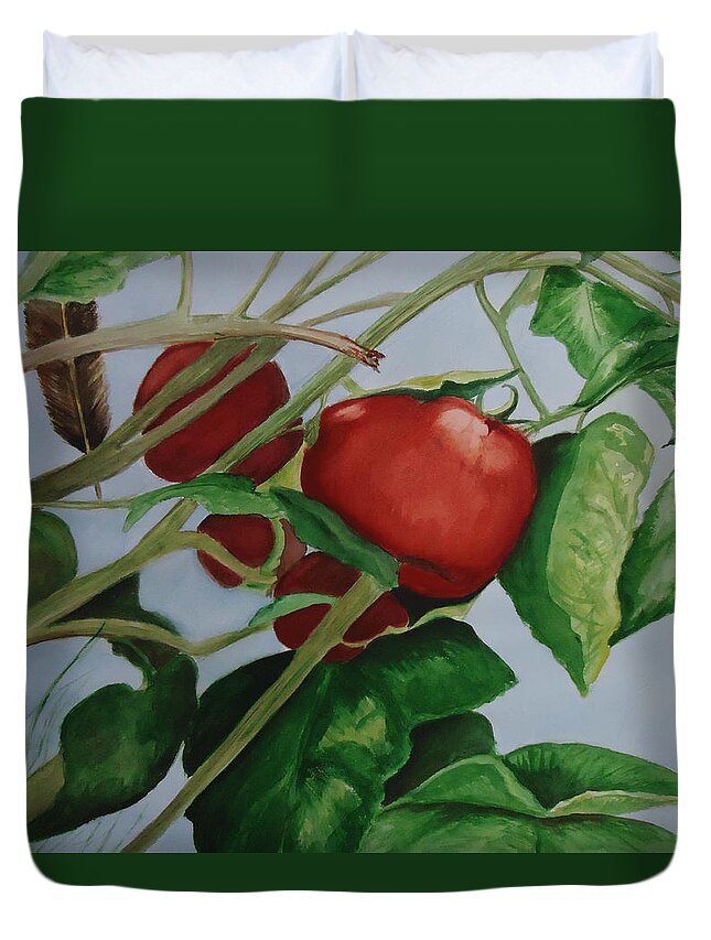 Ah Duvet Cover featuring the painting Rockin Robin by Charme Curtin