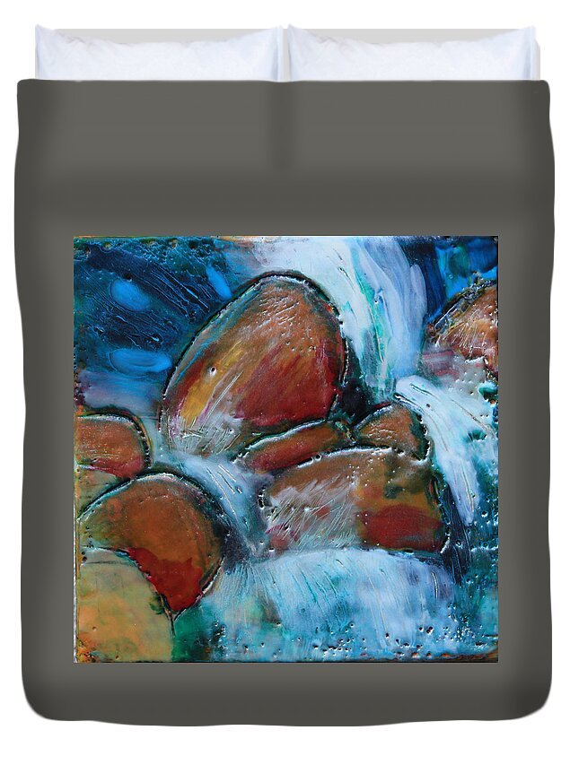 Rocks Duvet Cover featuring the painting Rocks at Little Su by Annekathrin Hansen