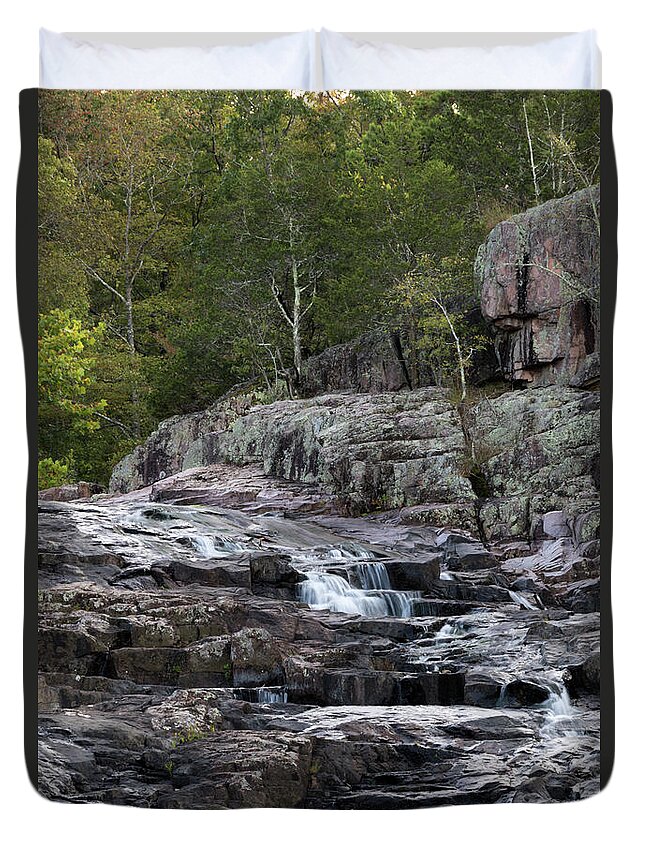 Rocky Falls Duvet Cover featuring the photograph Rocky Falls by Holly Ross