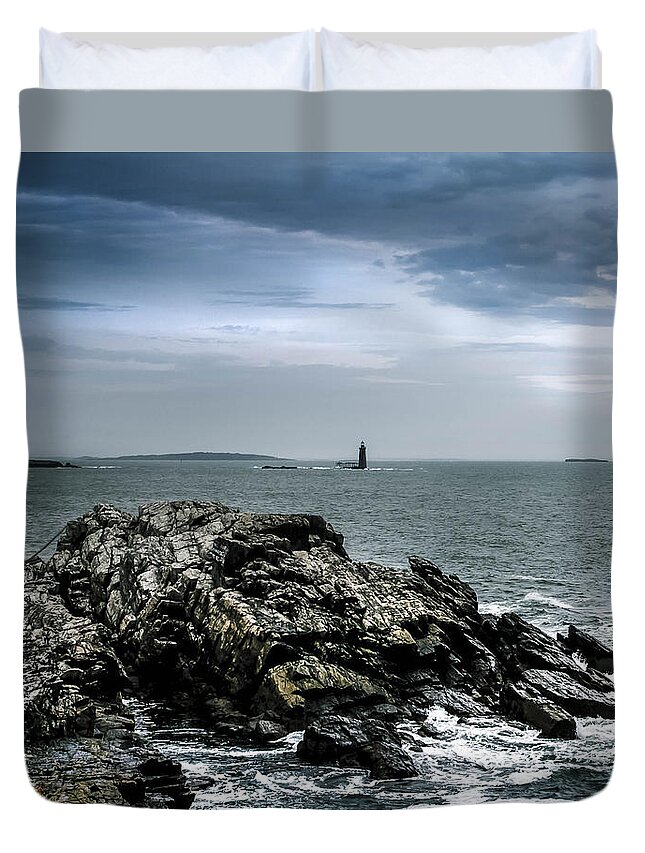 Maine Duvet Cover featuring the photograph Rocky Maine Coastline by Debra Forand
