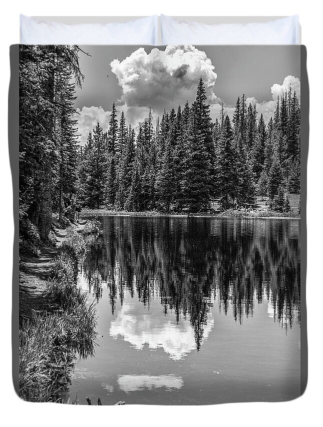 American West Duvet Cover featuring the photograph Rocky Mountain Reflection by John McGraw