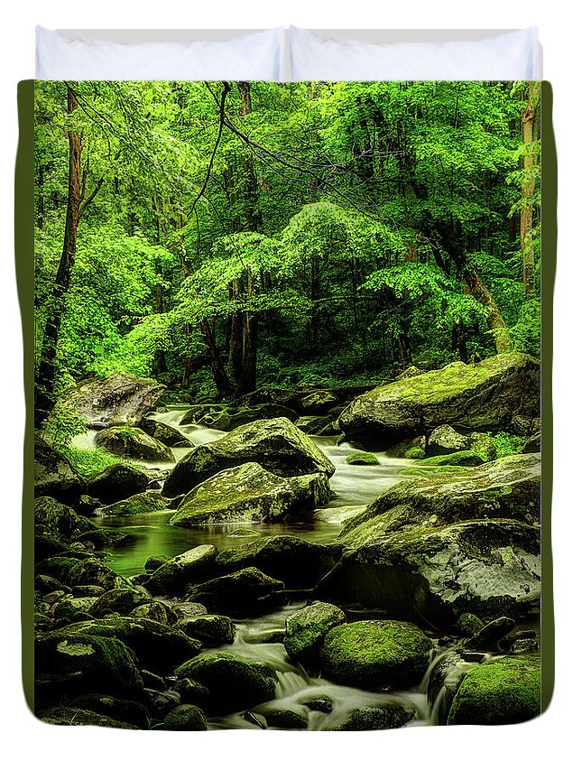 Tennessee Stream Duvet Cover featuring the photograph Rocky Mountain Stream by Mike Eingle