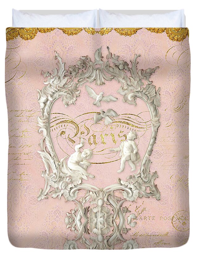 Baroque Duvet Cover featuring the painting Rococo Versailles Palace 1 Baroque Plaster Vintage by Audrey Jeanne Roberts
