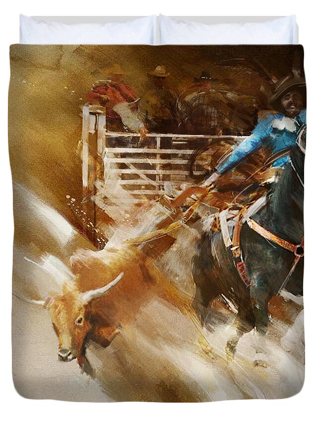 Rodeo Duvet Cover featuring the painting Rodeo 35 by Maryam Mughal